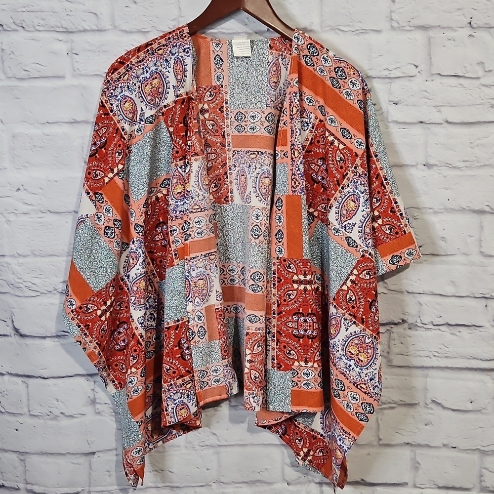 Aztec print kimono / swim suit cover up